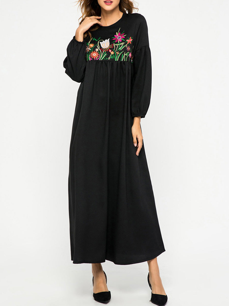 Heavy Industry Embroidered Big Loose Long Sleeve Dress